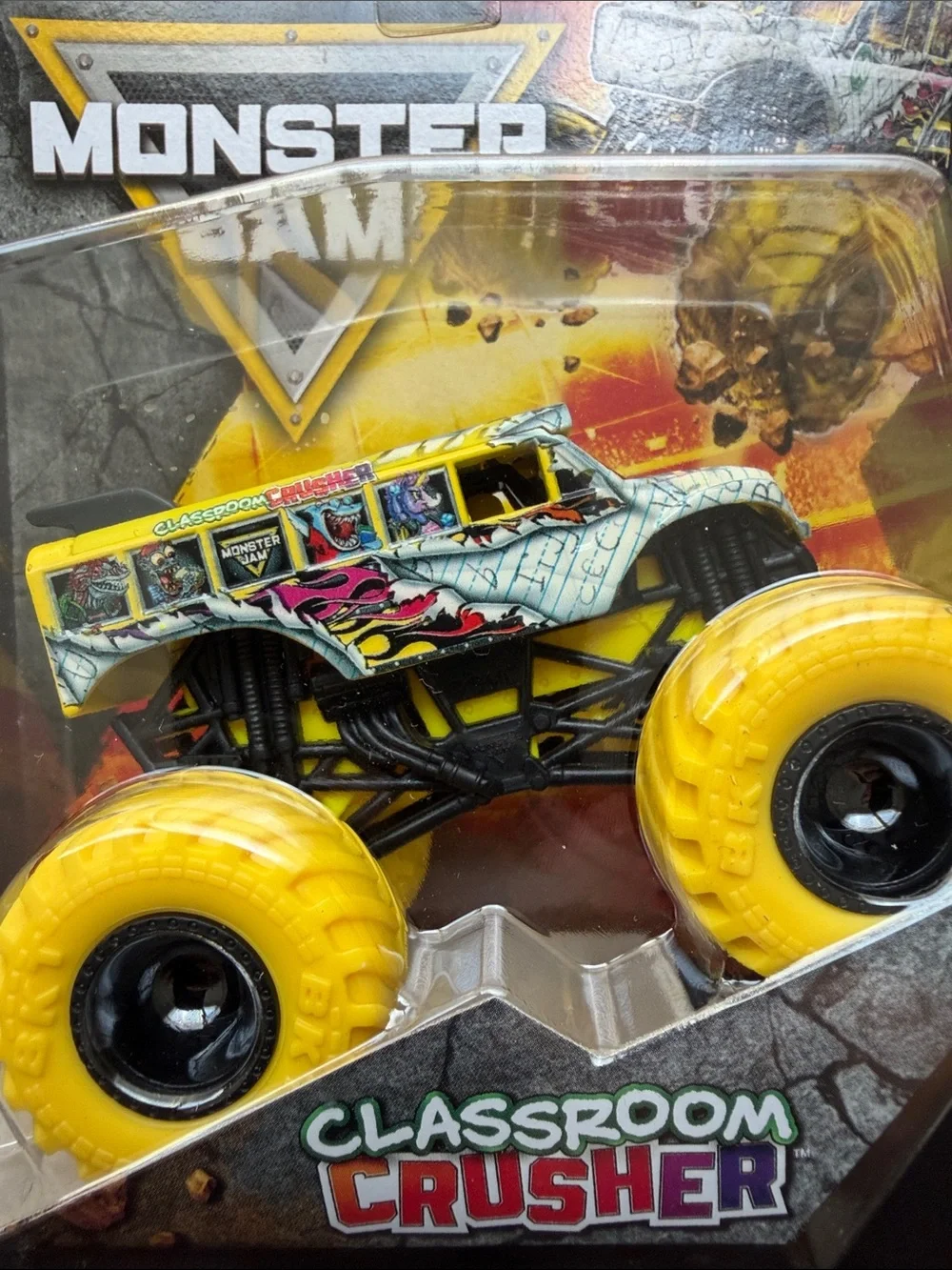 Series 46 Monster Jam Classroom Crusher Yellow Monster Truck 1:64 scale